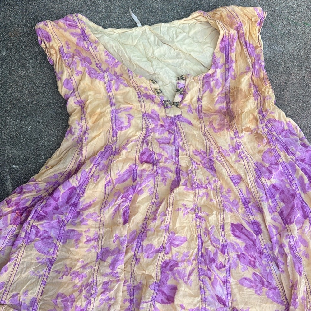 Free People Purple and Cream Mini Dress